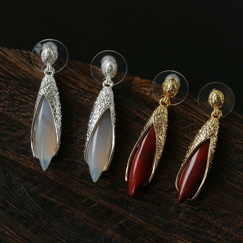 Bud - Shaped Gemstone Drop Earrings - floysun