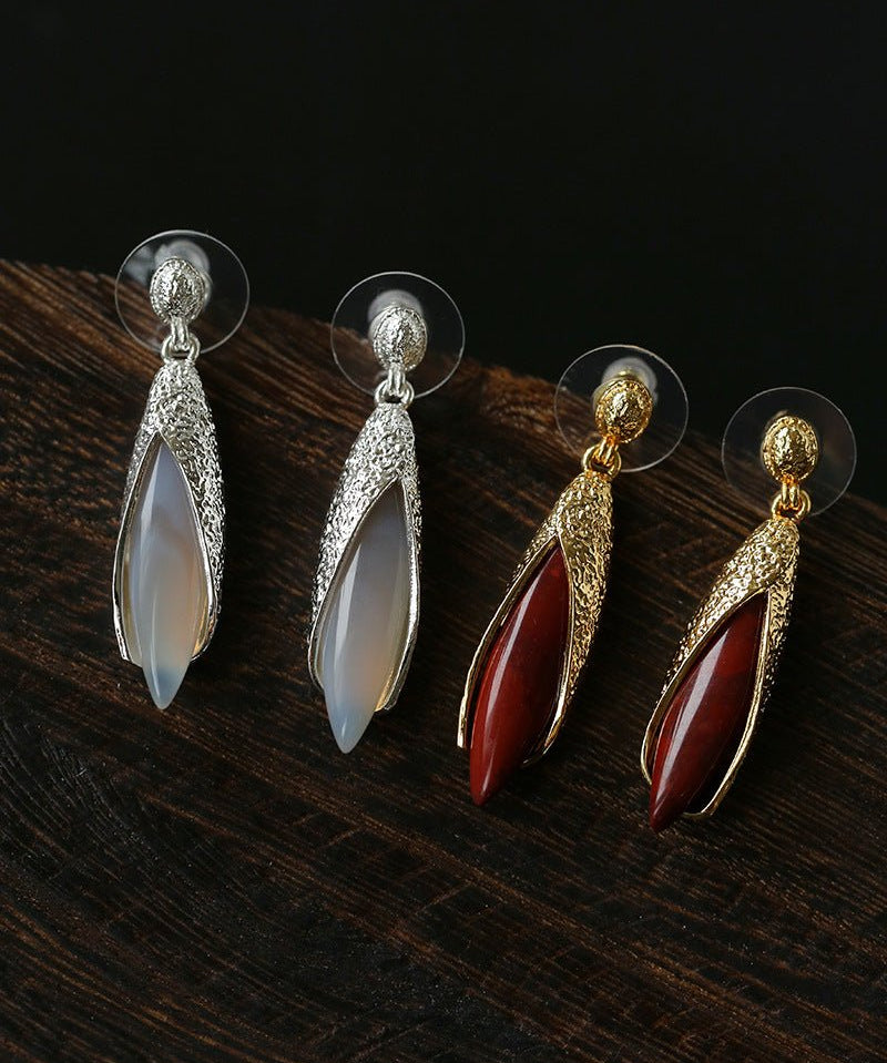 Bud - Shaped Gemstone Drop Earrings - floysun