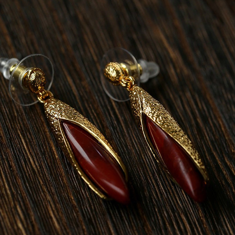 Bud - Shaped Gemstone Drop Earrings - floysun