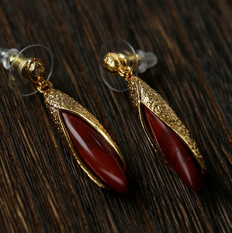 Bud - Shaped Gemstone Drop Earrings - floysun