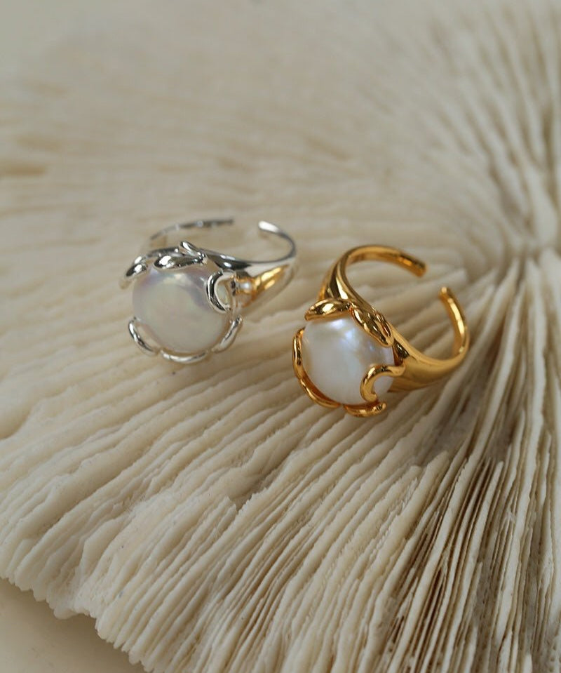 Button Baroque Pearl Ring - floysun