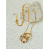 Natural Freshwater Pearl Interlocking Ring Pendant Necklace