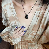 Black Teardrop Pendant Necklace