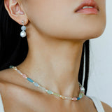 Macaron Three-Tone Crystal Freshwater Pearl Drop Earrings