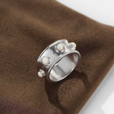 Designer Curved Black Onyx & Deer Antler Stone Band Ring - Narrow