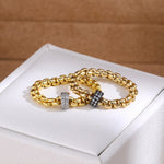 Cubic Zirconia Pavé Barrel Link Band Ring - front product view | Floysun