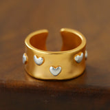 Two-Tone Scattered Heart Wide Open Ring