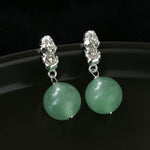 Natural Green Aventurine Textured Drop Earrings - front product view | Floysun