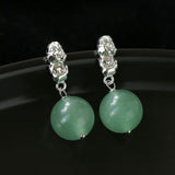 Natural Green Aventurine Textured Drop Earrings - front product view | Floysun