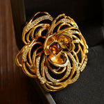 Camellia Openwork Amber Brooch - floysun