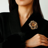 Camellia Openwork Amber Brooch - floysun