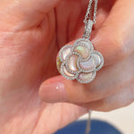 Camellia Sparkle Pendant Necklace – Natural Pink Mother - of - Pearl - floysun