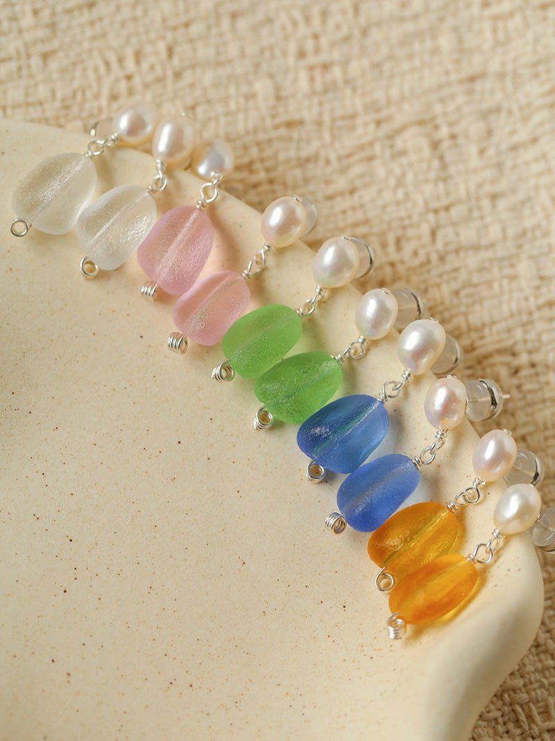 Candy Color Pearl & Glass Earrings - floysun