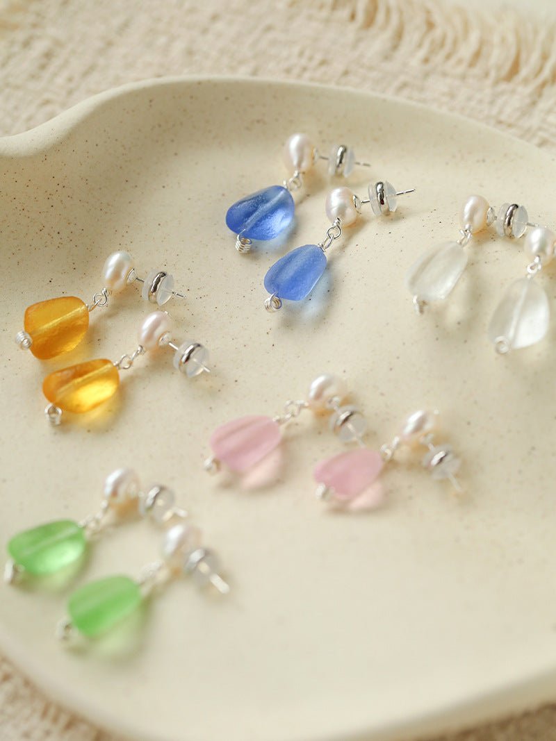 Candy Color Pearl & Glass Earrings - floysun