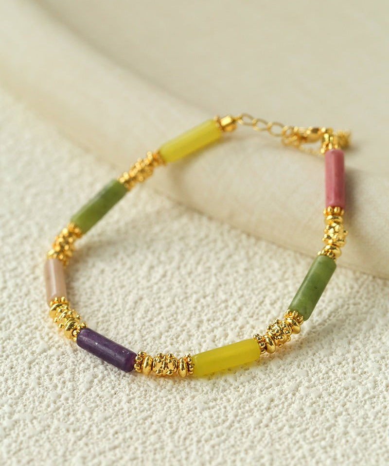 Candy - Colored Natural Stone Rainbow Beaded Bracelet - Rainbow Color Design - floysun