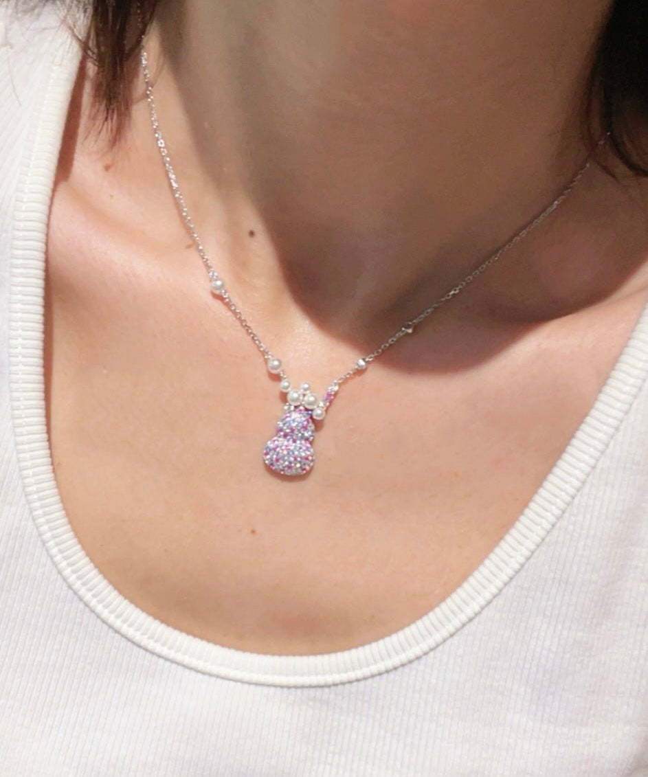 Candy Pearl Gourd Necklace – 925 Sterling Silver with Swarovski Pearls - floysun