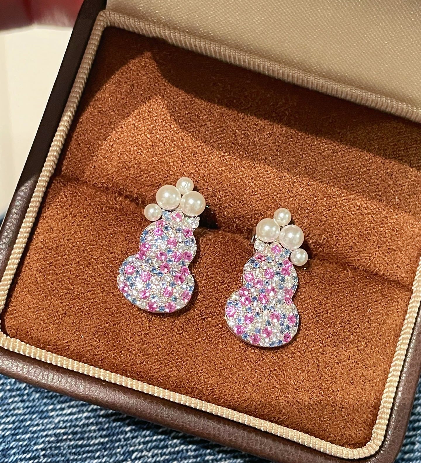 Candy Pearl Gourd Stud Earrings – 925 Sterling Silver with Swarovski Pearls - floysun