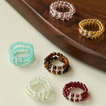 Candy Sorbet Elastic Ring | Natural Gemstone Double - Row Beaded Band - floysun