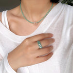 Candy Sorbet Elastic Ring | Natural Gemstone Double - Row Beaded Band - floysun