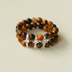 Candy Sorbet Elastic Ring | Natural Gemstone Double - Row Beaded Band - floysun