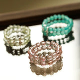 Candy Sorbet Elastic Ring | Natural Gemstone Double - Row Beaded Band - floysun