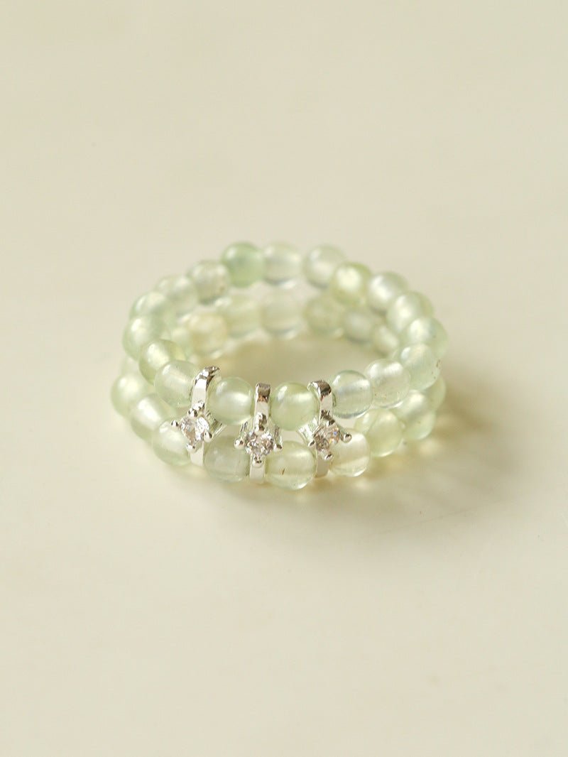 Candy Sorbet Elastic Ring | Natural Gemstone Double - Row Beaded Band - floysun