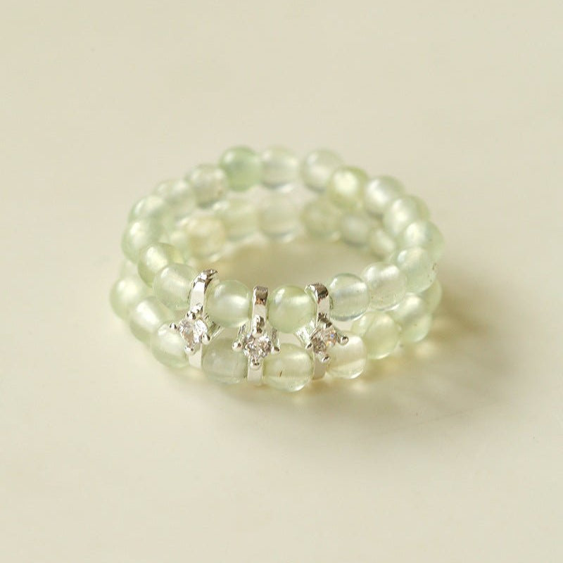 Candy Sorbet Elastic Ring | Natural Gemstone Double - Row Beaded Band - floysun