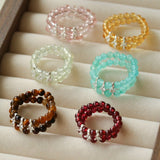 Candy Sorbet Elastic Ring | Natural Gemstone Double - Row Beaded Band - floysun