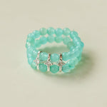 Candy Sorbet Elastic Ring | Natural Gemstone Double - Row Beaded Band - floysun
