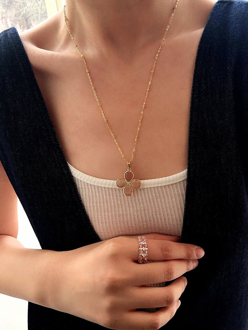 Candy Sorbet Elastic Ring | Natural Gemstone Double - Row Beaded Band - floysun