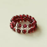 Candy Sorbet Elastic Ring | Natural Gemstone Double - Row Beaded Band - floysun