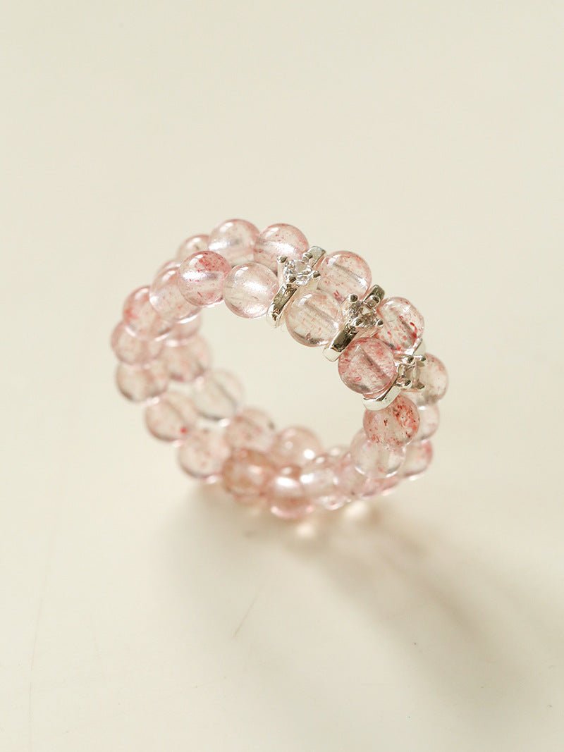 Candy Sorbet Elastic Ring | Natural Gemstone Double - Row Beaded Band - floysun