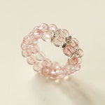 Candy Sorbet Elastic Ring | Natural Gemstone Double - Row Beaded Band - floysun