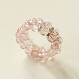 Candy Sorbet Elastic Ring | Natural Gemstone Double - Row Beaded Band - floysun