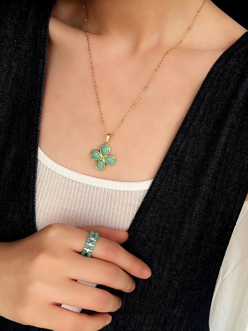 Candy Sorbet Elastic Ring | Natural Gemstone Double - Row Beaded Band - floysun