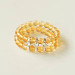 Candy Sorbet Elastic Ring | Natural Gemstone Double - Row Beaded Band - floysun