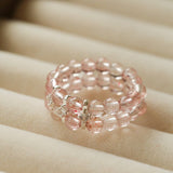 Candy Sorbet Elastic Ring | Natural Gemstone Double - Row Beaded Band - floysun