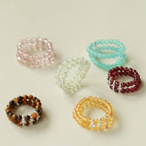 Candy Sorbet Elastic Ring | Natural Gemstone Double - Row Beaded Band - floysun