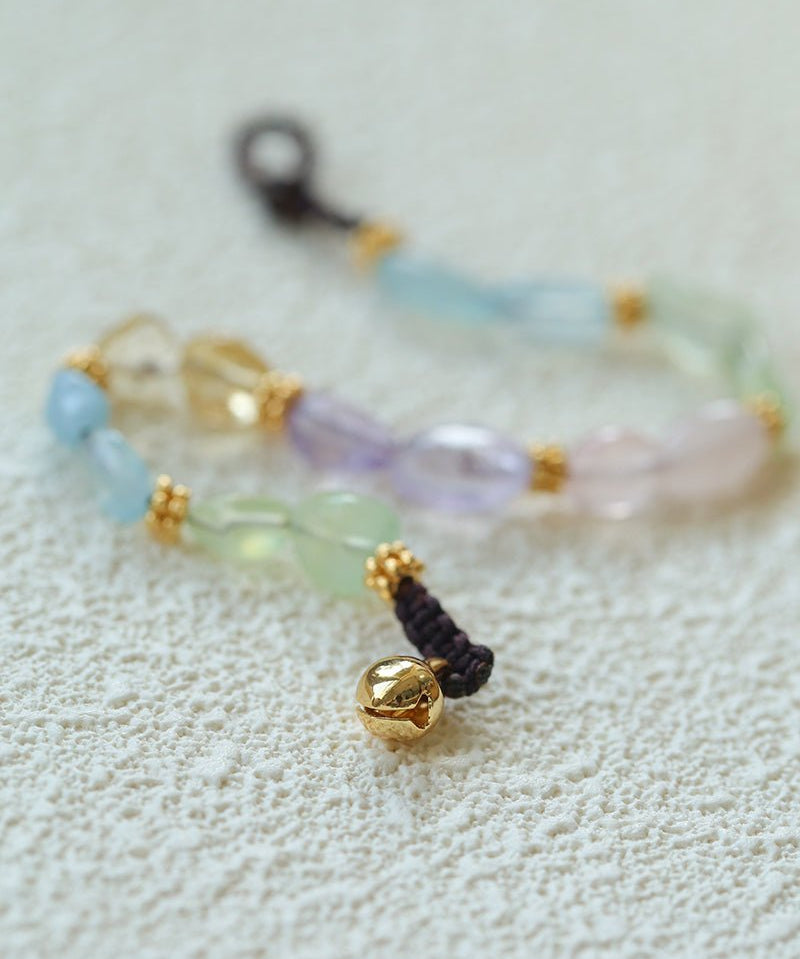 Candy Sparkle Bracelet – Natural Gemstone Mix with Bell Charm - floysun