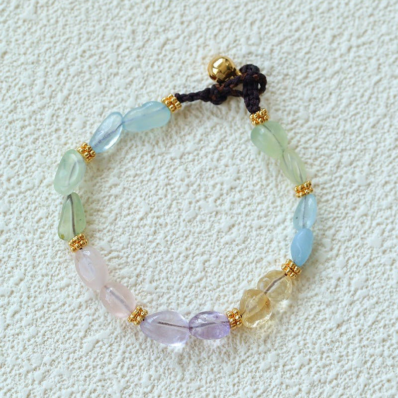 Candy Sparkle Bracelet – Natural Gemstone Mix with Bell Charm - floysun
