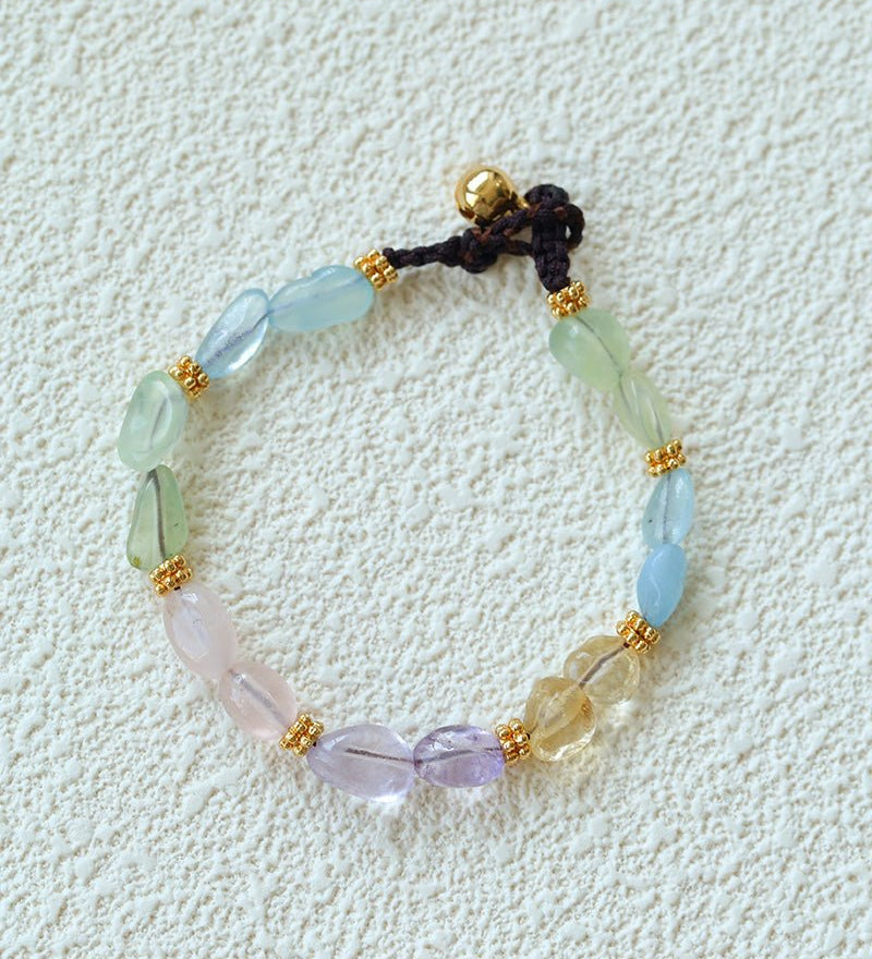 Candy Sparkle Bracelet – Natural Gemstone Mix with Bell Charm - floysun