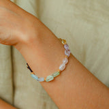 Candy Sparkle Bracelet – Natural Gemstone Mix with Bell Charm - floysun