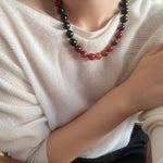Caramel Gradient Agate Necklace with Magnetic Clasp - floysun