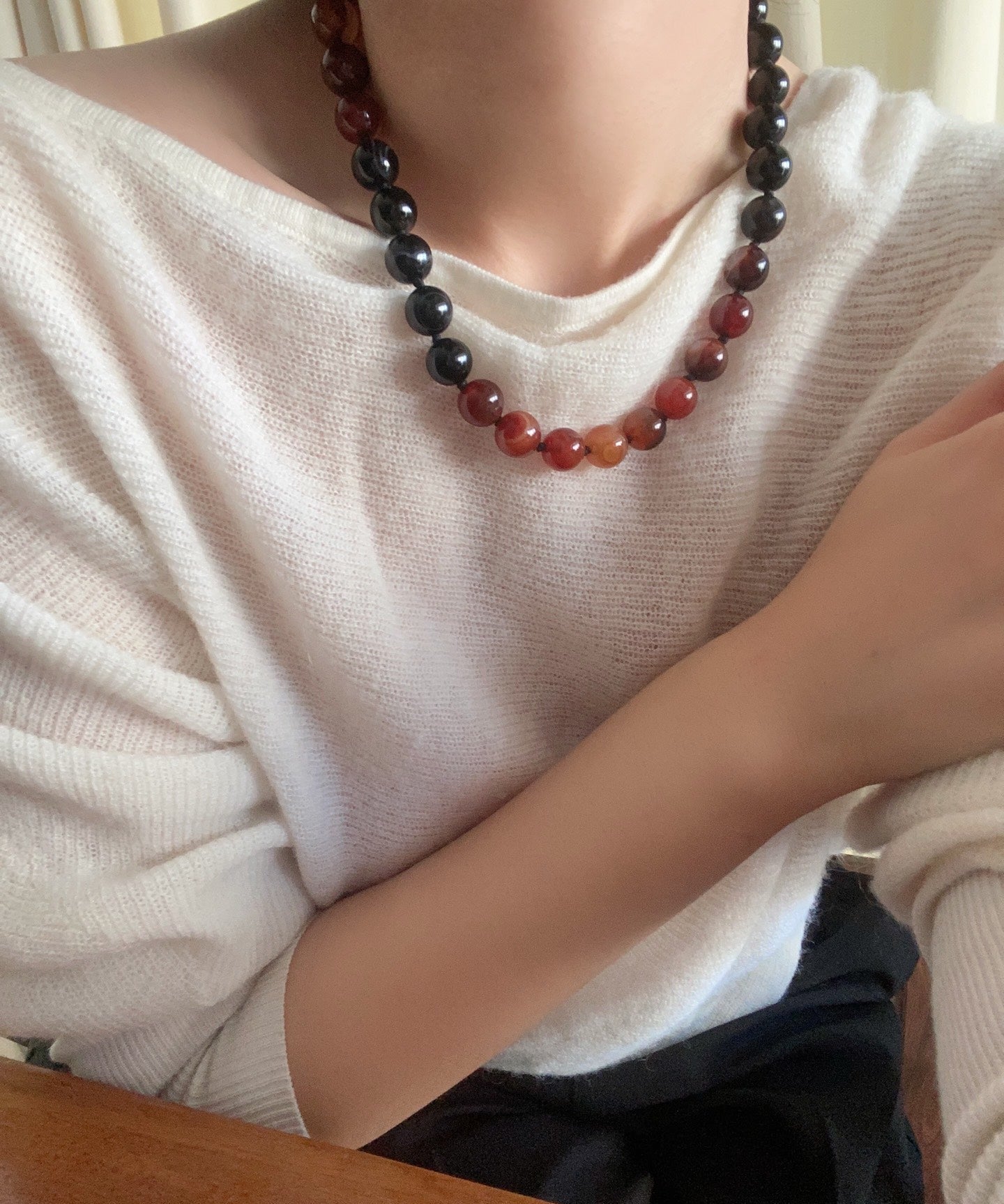 Caramel Gradient Agate Necklace with Magnetic Clasp - floysun