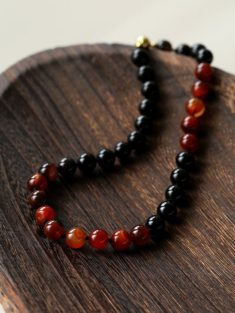 Caramel Gradient Agate Necklace with Magnetic Clasp - floysun