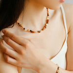 Caramel Summer Colorful Gemstone Beaded Necklace - floysun
