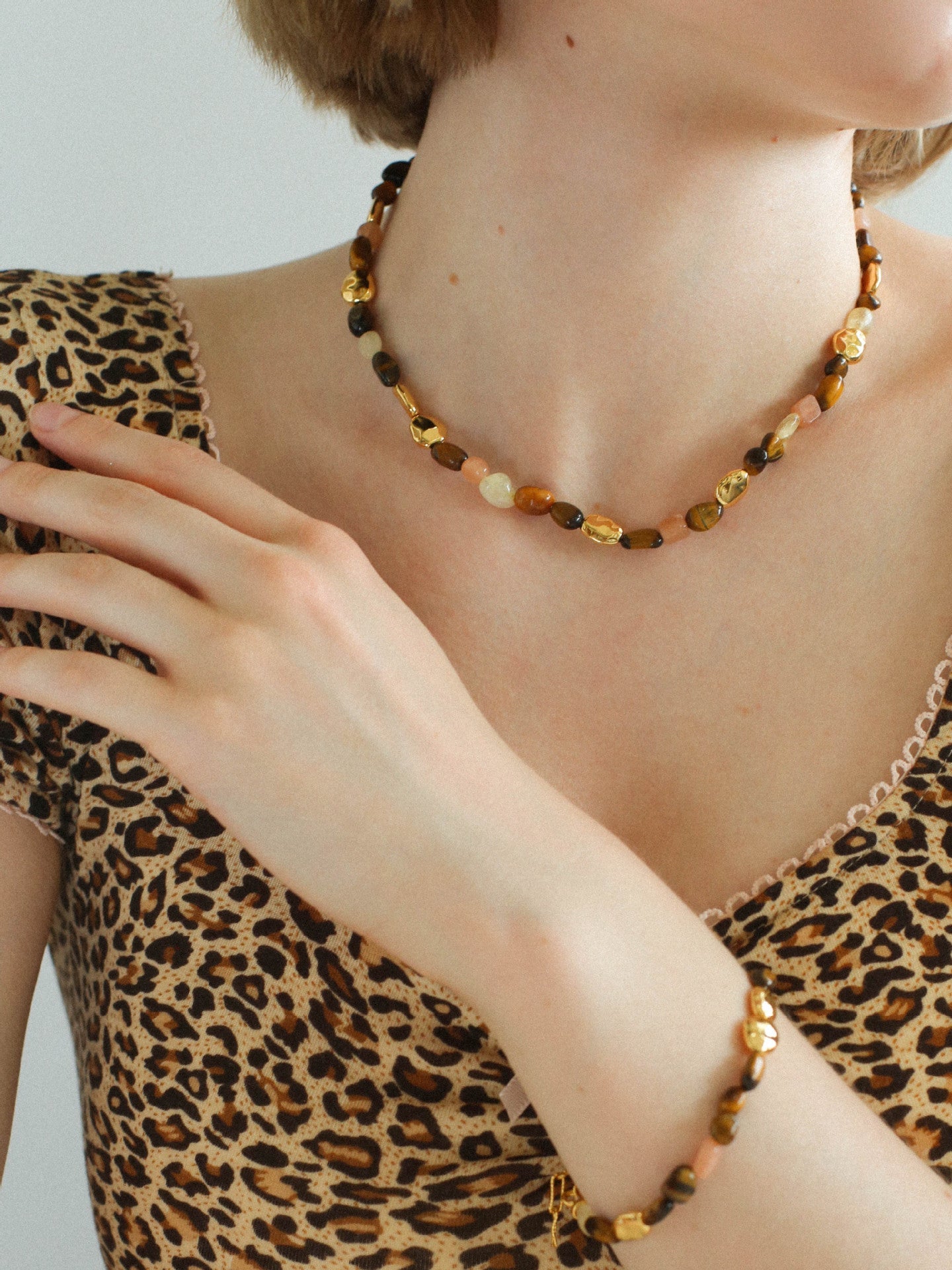 Caramel Summer Colorful Gemstone Beaded Necklace - floysun
