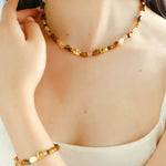 Caramel Summer Colorful Gemstone Beaded Necklace - floysun