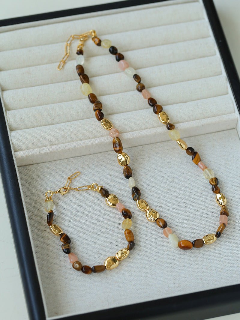 Caramel Summer Colorful Gemstone Beaded Necklace - floysun