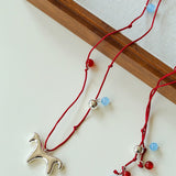 Carousel Pony Red Cord Necklace Horse Pendant - floysun